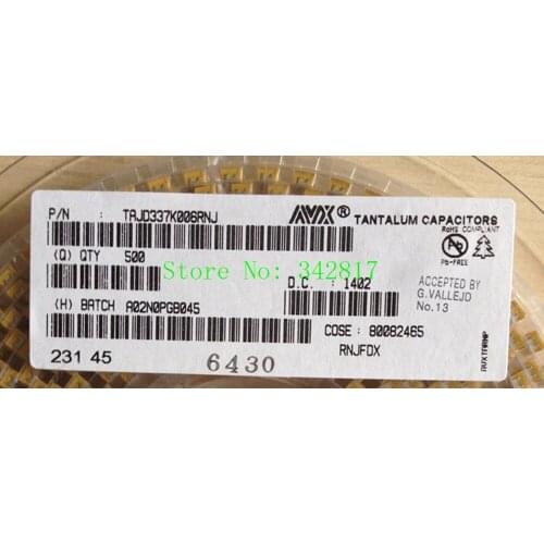 TAJD337K006RNJ CAP TANT 330UF 6.3V 10% 2917 Tantalum Capacitors D type 50pcs