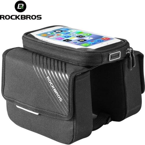 ROCKBROS Bike Bags Bicycle Front Top Tube Bag Phone Touch Screen Waterproof For 6.0 Inch Phone MTB Road Cycling Accessories