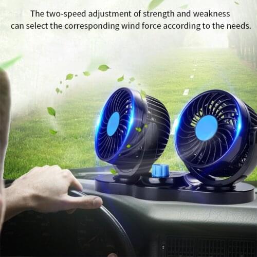 12V 24V 360 Degree All-Round Adjustable Car Auto Air Cooling Dual Head Fan Low Noise Car Auto Cooler Air Fan Car Fan Accessories