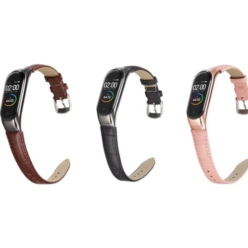 Toq quality For Xiaomi MiBand 5 Wristband Crocodile Strap Wristband for Mi band 4 5 6 PU leather band