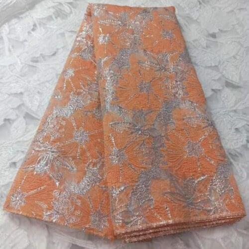 Jacquard brocade fabric 2021 High Quality Embroidered Brocade Lace french Tulle Lace Fabric for nigeria party dress