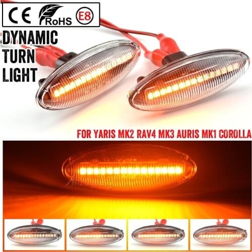 1 Pair LED Car Dynamic Side Marker Blinker Light Sequential Signal Lamp For Toyota Yaris COROLLA Mk1 E15 RAV4 Mk3 AURIS COROLLA