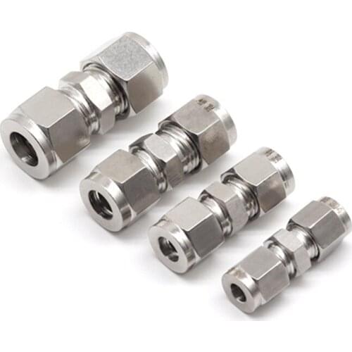 1PCS 304 SS Stainless Stee Double Ferrule Tube Fitting Connector l 3 4 6 8 10 12mm 1/8" 1/4" 3/8" 1/2" OD Pipe