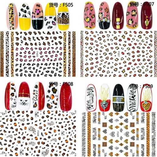 1PC Leopard Nail Stickers 3d Adhesive Sticker Decals Wild Sexy Design Charming Nail Art Decoration Transfer Foil Tip