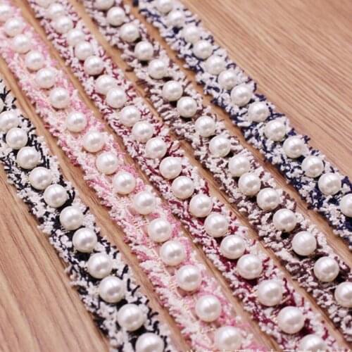 1Yards/Lot Pearl Beaded Lace Embroidered Lace Ribbon Trim Lace Fabric Handmade Costume Clothing accessories Supplies Applique