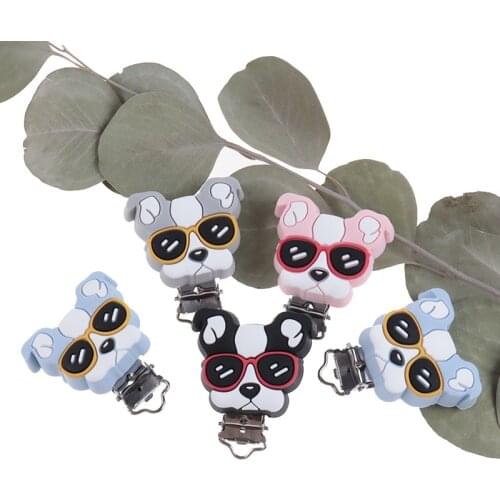 10pc Pacifier Clip For Dummy Bulldog Soother Holder Baby Pacifier Clips Pacifier Chain Set Cartoon Dogs Nipple Holder BPA Free