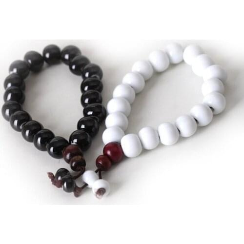 12 Pieces/Lot Buddha Bead Bracelet For Women Ceramic Beaded Bracelets Men Jewelry Cuff Wristband Vintage Beads Tassel Bangle