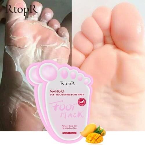 2Bag Mango Foot Mask Peel Dead Whitening Moisturizing Exfoliating Renewal Pedicure Remove Dead Skin Heel Socks Peeling Foot Care
