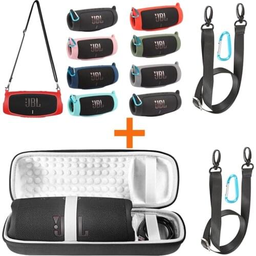 2 in 1 Hard EVA Carry Zipper Storage Box Bag+ Soft Silicone Case Cover for JBL Charge 5 Bluetooth Speaker For JBL charge5 Column