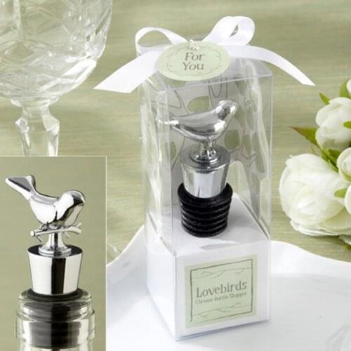 20PCS/LOT New Arrival Stainless Steel Love Bird Wine Bottle Stopper Wedding Favors Gifts For Bridal Shower FREE SHIPPING