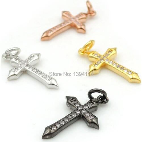 21*13*2mm Micro Pave Clear CZ Cross Charms Fit For Making DIY Bracelets Or Necklaces Jewelry