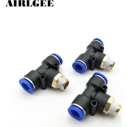 3 Pcs Air Pneumatic 1/4" Thread 10mm Push In T Joint Quick Fittings PB10-02