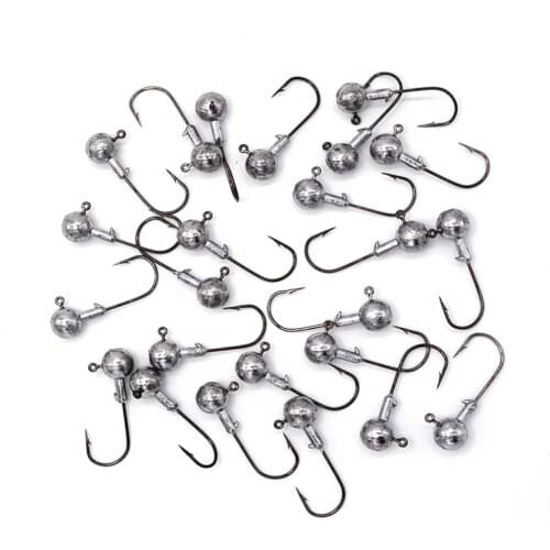 50pcs/Lot Lead Jig Head Fishing Hook 1g 2g 3.5g 5g 7g 10g 14g Jig Hooks For Soft Fishing Lure Carbon Steel Fishing hooks