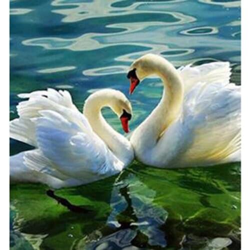 5D DIY Diamond Painting Animal Painting Lake White Swan Scenery Picture Square/Round Diamond Cross Stitch Embroidery Decor TX248
