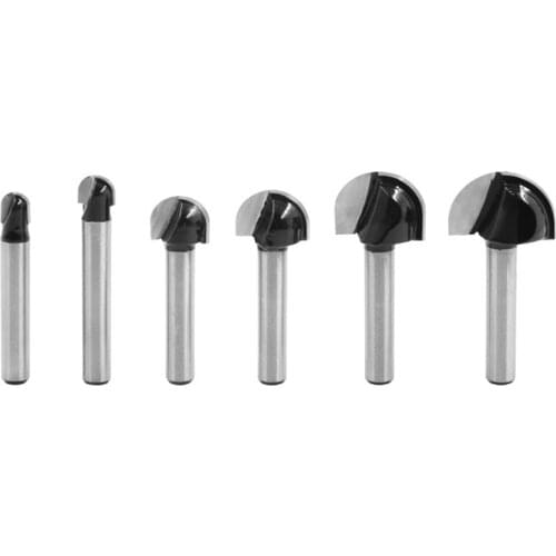 6Pcs 1/4Inch Shank Trimming Groove Router Bit Set Black Engraving Door Milling Cutter Carbide End Mill