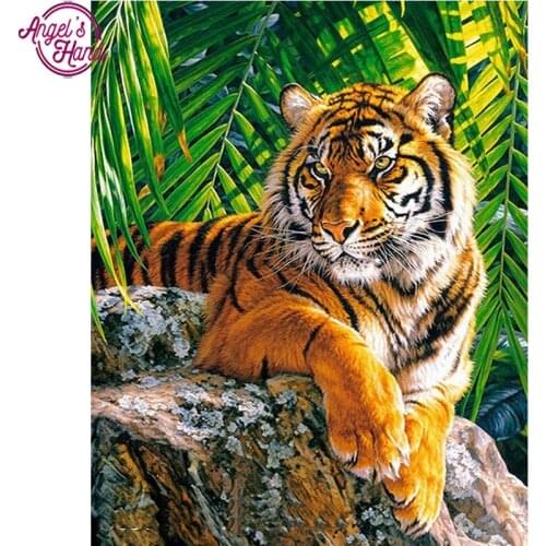 Full diamond painting cross stitch the paintings of rhinestone diamond embroidery Forest tiger pattern round diamond puzzle