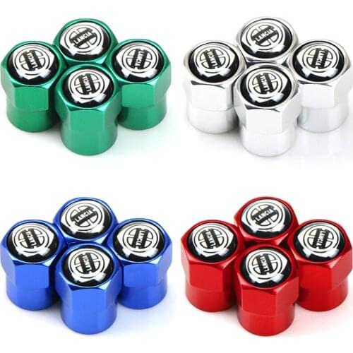 Car Styling Aluminum Valve Caps Car Wheel Tires Valves Tyre Stem Air Caps For Lancia Delta Ypsilon Lybra Musa Kappa Voyager