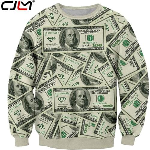 CJLM Fashion Hip Hop O Neck Streetwear Pullover Men 3D Printed US Money Dollars Sweatshirts Hoodies Harajuku Man Brand Clothing