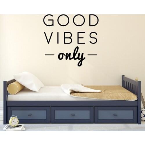 Baby Bedroom Wall Poster Good Vibes Only Quote Children Room Removable Wall Murals Kids Room Decals Vinyl Stickers Decor S-204