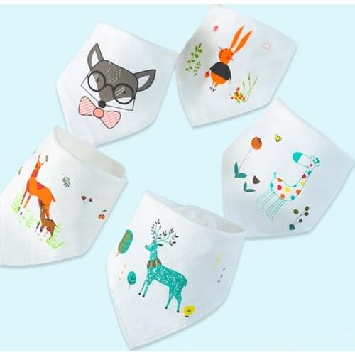 Baby Bibs Boy Girl Bandana Bib Burp Cloth Print Animal Triangle Cotton Baby Scarf Meal Collar Burp Baby Accessories