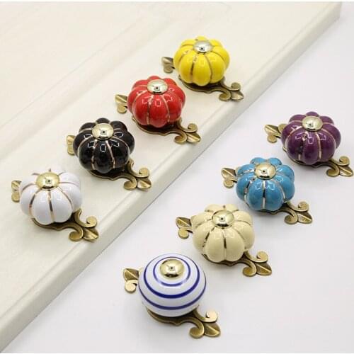 Children Single Cabinet Door Color Puller Modern Minimalist Cabinet Wardrobe Light Luxury Art Pumpkin Round Handle Single-hole