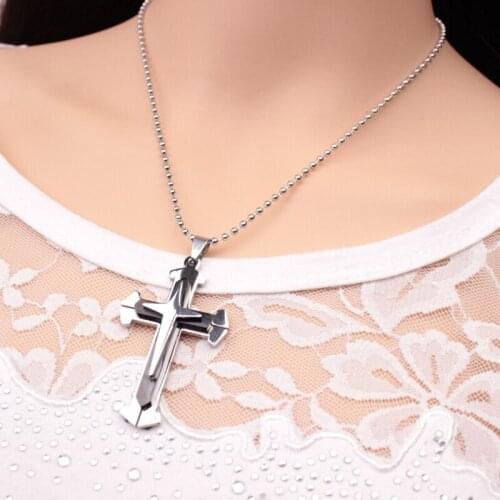 GOINHOT 12pcs/lot wholesale 2018 new hot Fashion Jewelry stainless steel necklace for women cross necklace men