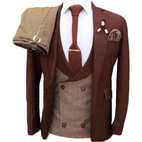 Suits Man Formal Custom Groom Tuxedos Groomsmen Mens Wedding Suits Bridegroom Business Suits Dinner Suits(Jacket+Pants+Vest)