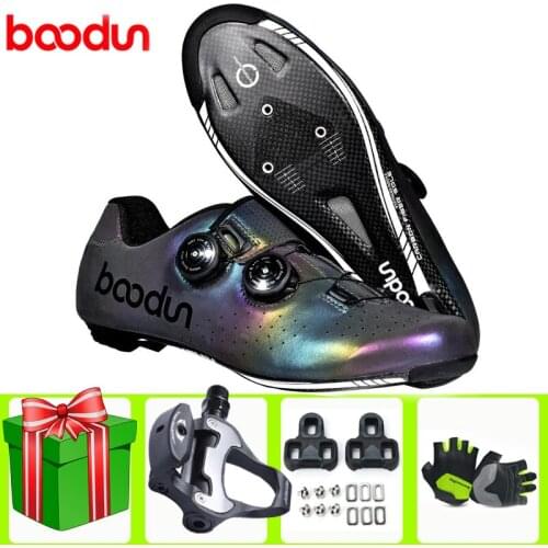 BOODUN Men Professional Road Racing Cycling Shoes Sneakers Men Flat Bike Shoes Male Carbon Fiber Bicycle Footwear Bicicleta