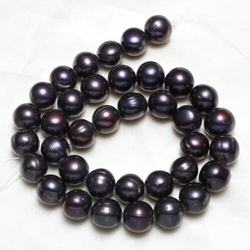 Cultured Round Freshwater Pearl Beads Black Grade A 11-12mm Approx 0.8mm Sold Per Approx 15.5 Inch Strand