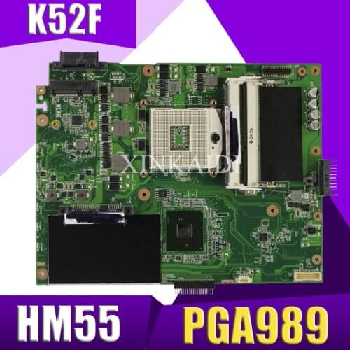 XinKaidi K52F Laptop motherboard for ASUS K52F X52N A52F K52 Test original mainboard PGA989 HM55