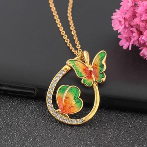 Fashion Women Butterfly Rhinestone Hollow Drop Pendant Necklace Jewelry Gift nigerian