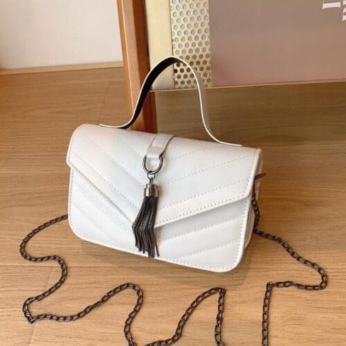 Fashion Tassel Crossbody Bags For Women Chain Strap Shoulder Bag Small Flap Top Handle Handbags Female Cross Body
