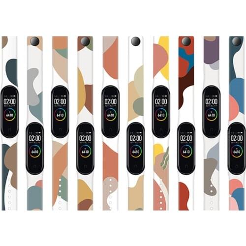 Fashion Morandi Pattern Watch Band For Xiaomi 6 5 4 3 Silicone Replacement Watch Strap For Mi Band