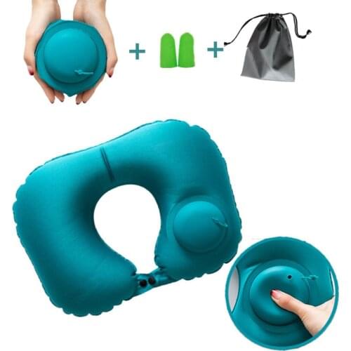 Inflatable Outdoor Camping Pillow Ultralight Travel Pillows With Pocket Portable Inflation Cushion for Airplane Car Camping