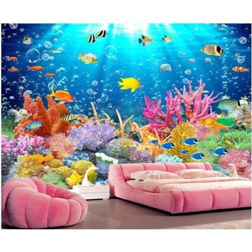 Custom mural 3d photo wallpaper Underwater World Dolphin Coral TV Background Wall room 3d wall murals wallpaper for walls 3 d