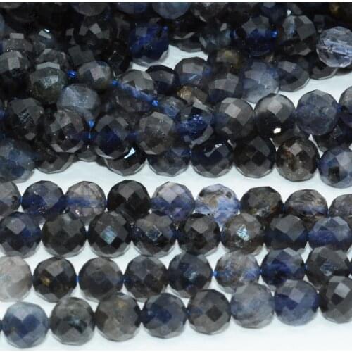 Natural Simple Quality Iolite Faceted Loose Round Beads 7mm