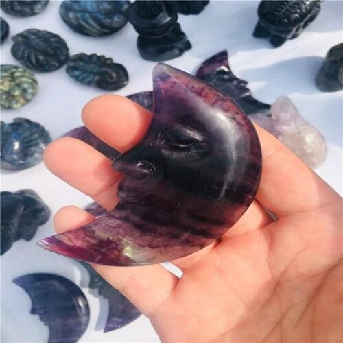 Natural crystal fashion fluorite Moon creative home decor 1pc