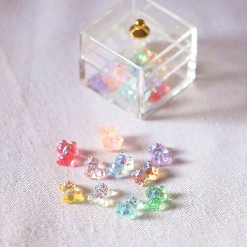 New Hot！20Pcs/Set Mini Resin Colorful Simulation Bear Candy DIY Crafts Dollhouse Decoration Accessories