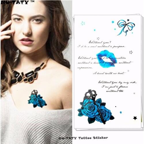 Nu-TATY Story of Blue Lover Temporary Tattoo Body Art Arm Flash Tattoo Stickers 17*10cm Waterproof Fake Henna Painless Tattoo