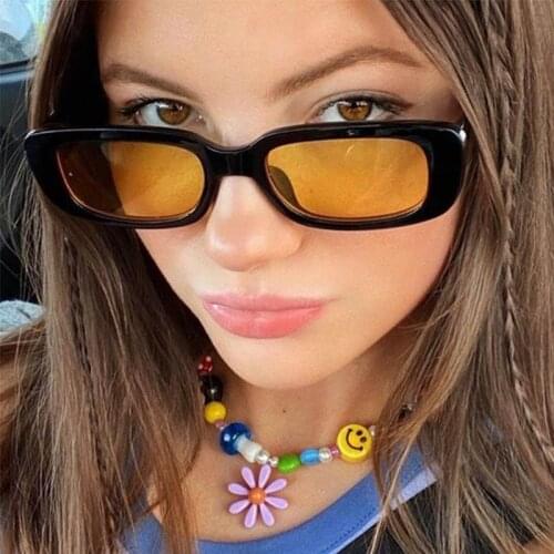 Small Rectangle Yellow Sunglasses Women Men Vintage Fashion Brand Square Sun Glasses UV Protection Comfortable Eyewear Oculos