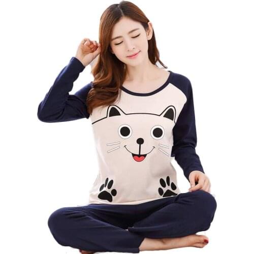 Pijama Mujer 2021 Spring New Pajamas WomenS Short Sleeve Long Sleeve Pants Pajamas Lovely Flannel Home Wear M-2XL