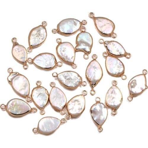 Natural Freshwater Pearl Pendant irregular Double hole connector Pendants for Jewelry Making DIY Bracelet Necklaces Accessories