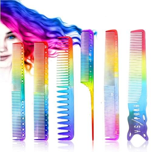 12 Types Anti-Static Rainbow Hair Comb Double Head Entangled Heat Resistant Temperature Straight Comb Salon Styling Tool