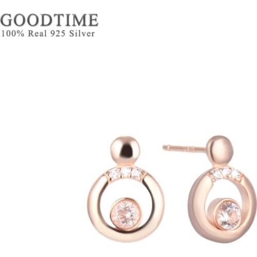 Luxury Women Earring Pure 100% 925 Sterling Silver Round Earring Rhinestone Wedding Jewelry Accessories For Lady Girl Party