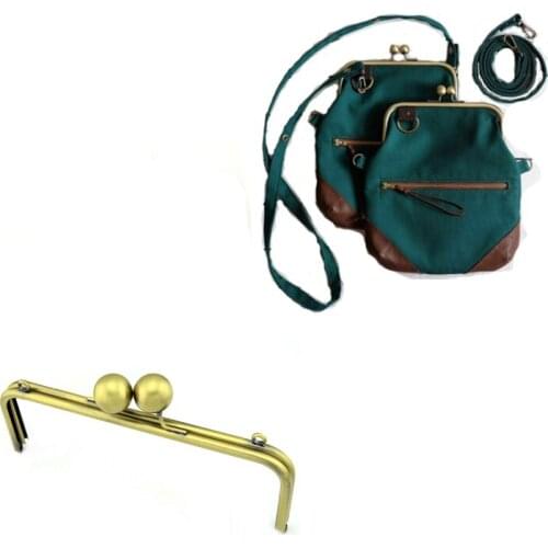 10 inches Metal Purse Frame Handle Clutch Bag Purse Making Kiss Clasp Bags Hardware 2cm big ball metal purse handle 25x9cm