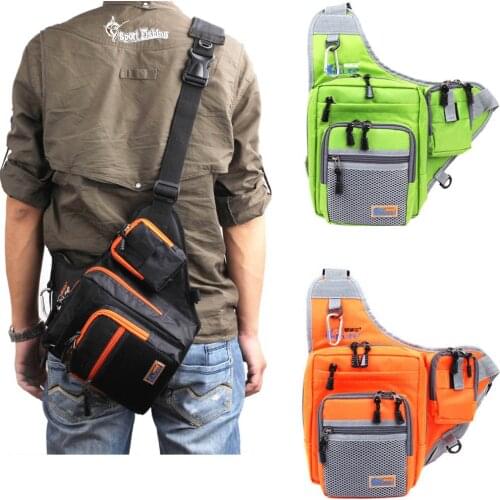 ILure Fishing Bag Canvas Carp Fishing Reel Tackle Lure Bag Green/Orange/Black 32*39*12CM Multifunction Waterproof Fishing Bag