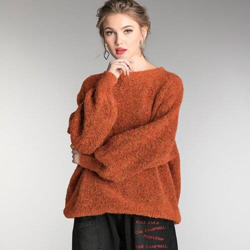 New fashion 2019 Autumn winter new style oversizes Loose fit Knitted sweaters batwing sleeve Round neck Pullover knitted sweater