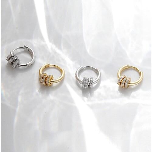 Freely Combinable Hoop Earrings For Women Shiny Crystal Mini Circle Connected Golden/White Huggies Fashion Earring Jewelry Gifts
