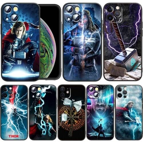 Thor marvel hero for Apple iPhone 12 Pro Max Mini 11 Pro XS Max X XR 6S 6 7 8 Plus 5S SE2020 Soft Black Phone Case