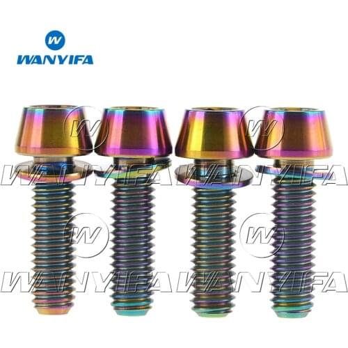 Wanyifa Titanium Bolts M6x18mm M6x20mm Tapered Head with Washer Screw Allen Key for Bike Disc Break Calipe 4pcs
